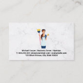 schoonmaakdienst | Schoonmaakster met bezem | Marm Visitekaartje (Achterkant)