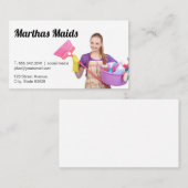 schoonmaakdienst | Schoonmaken Lady Holding bezem Visitekaartje (Voorkant / Achterkant)