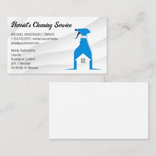 Schoonmaakdienst | Spuitfles Dienstmeid Logo Visitekaartje (Voorkant / Achterkant)