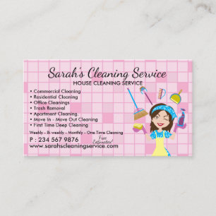 Schoonmaakdienst Square Maid Janitorial Lady Visitekaartje