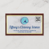 Schoonmaakdienst | Squeegee-logo | QR-code Visitekaartje (Voorkant)