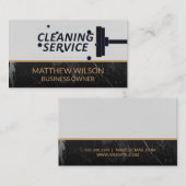 Schoonmaakdienst | Stoffer en blik | Zwarte marmer Visitekaartje (Voorkant / Achterkant)