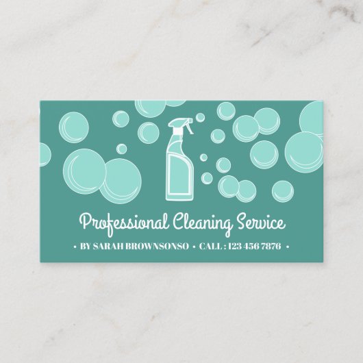 Schoonmaakdienst Teal Bubbles Visitekaartje (Voorkant)