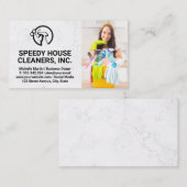 schoonmaakdienst | Vrouw met schoonmaakmiddelen Visitekaartje (Voorkant / Achterkant)