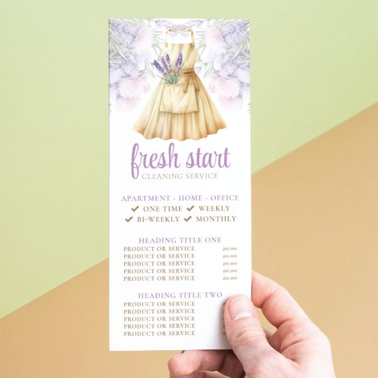 Schoonmaakdienst Watercolor Prijslijst Reclamekaart