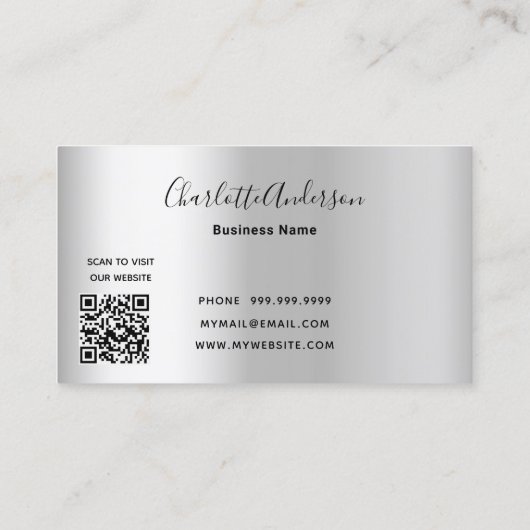 Schoonmaakdienst zilverglitterstof logo QR-code Visitekaartje (Achterkant)