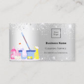 Schoonmaakdienst zilverglitterstof logo QR-code Visitekaartje (Voorkant)