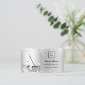 Schoonmaakdienst zilverglitterstof logo QR-code Visitekaartje (Staand voorkant)