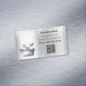 Schoonmaakdienst zilverglitterstof QR-code Magnetisch Visitekaartje (Voorbeeld)