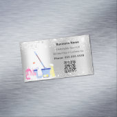 Schoonmaakdienst zilverglitterstof QR-code Magnetisch Visitekaartje (Voorbeeld)