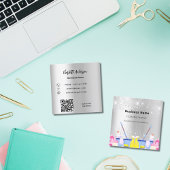 Schoonmaakdienst zilverglitterstof QR-code Vierkante Visitekaartje