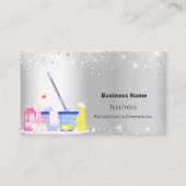 Schoonmaakdienst zilverglitterstof QR-code Visitekaartje (Voorkant)