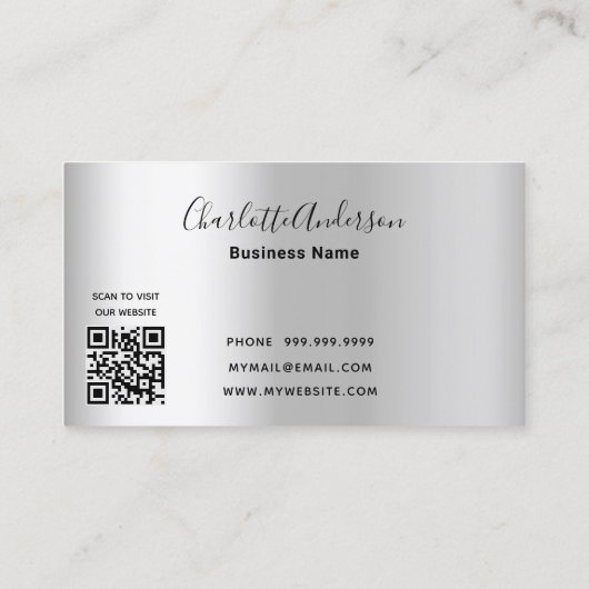 Schoonmaakdienst zilverglitterstof QR-code Visitekaartje (Achterkant)