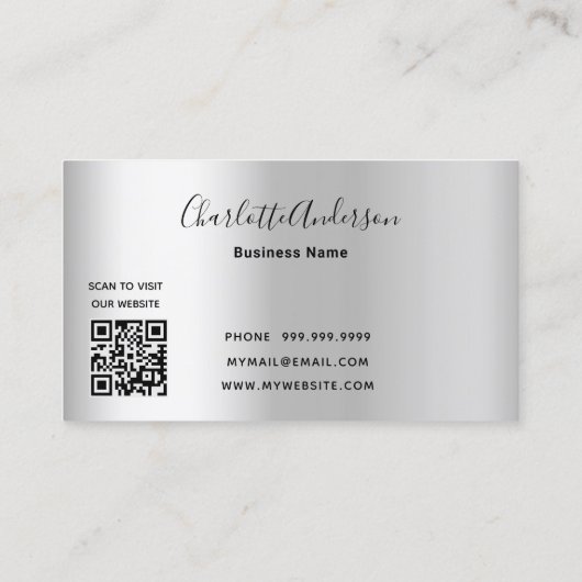 Schoonmaakdienst zilverglitterstof QR-code Visitekaartje (Achterkant)