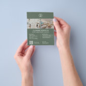 Schoonmaakdiensten Aangepaste Logo Groen QR Flyer (Hand)