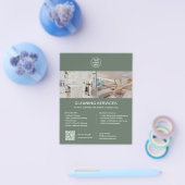 Schoonmaakdiensten Aangepaste Logo Groen QR Flyer (Enkel)