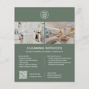 Schoonmaakdiensten Aangepaste Logo Groen QR Flyer