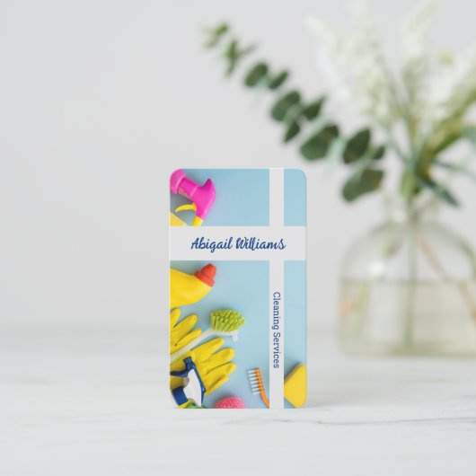 Schoonmaakdiensten Aangepaste QR Visitekaartje (Staand voorkant)