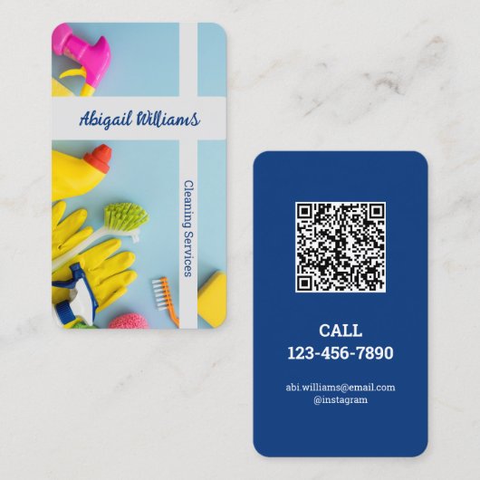 Schoonmaakdiensten Aangepaste QR Visitekaartje (Voorkant / Achterkant)