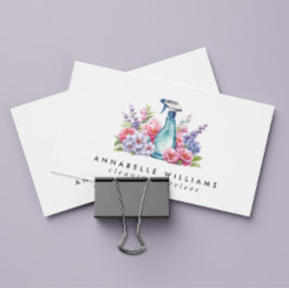 Schoonmaakdiensten Bloemen Waterverf Spuitfles Visitekaartje