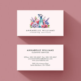 Schoonmaakdiensten Bloemen Waterverf Spuitfles Visitekaartje