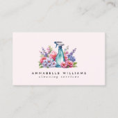 Schoonmaakdiensten Bloemen Waterverf Spuitfles Visitekaartje (Voorkant)