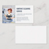 Schoonmaakdiensten | Dienstmeid met schoonmaakprod Visitekaartje (Voorkant / Achterkant)