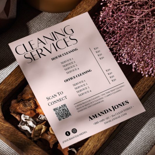 Schoonmaakdiensten Dienstmeid Prijs Pastelroze Flyer