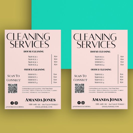 Schoonmaakdiensten Dienstmeid Prijs Pastelroze Flyer