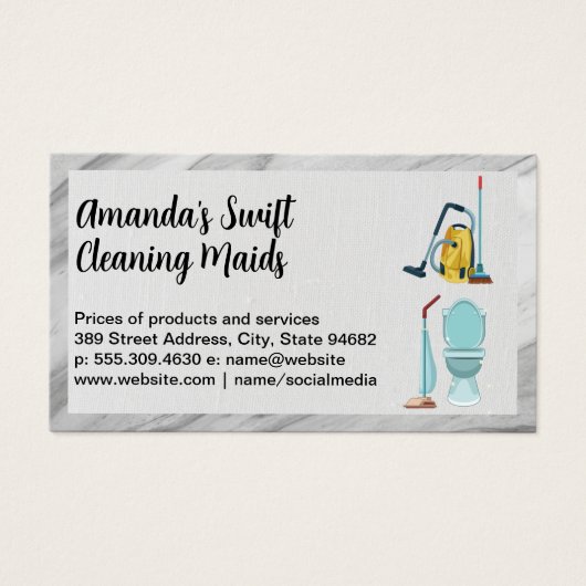 Schoonmaakdiensten en -apparatuur in het huis visitekaartje (Voorkant)