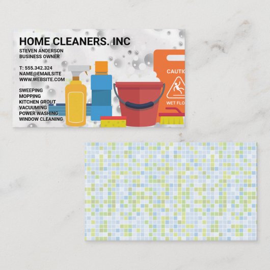 Schoonmaakdiensten en -benodigdheden | zeepschuim visitekaartje (Voorkant / Achterkant)