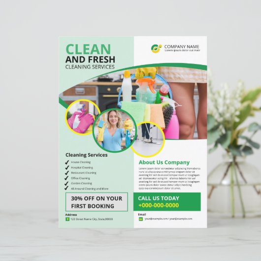 Schoonmaakdiensten Flyer Sjabloon (Staand voorkant)