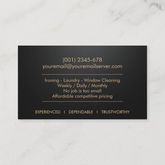 Schoonmaakdiensten - Golden Floral Line Art Visitekaartje (Achterkant)