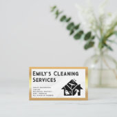 Schoonmaakdiensten | Gouden rand | Meid Logo Visitekaartje (Staand voorkant)