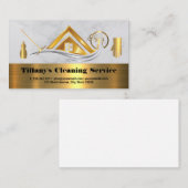 Schoonmaakdiensten | Home Goud Metallic Pictogramm Visitekaartje (Voorkant / Achterkant)