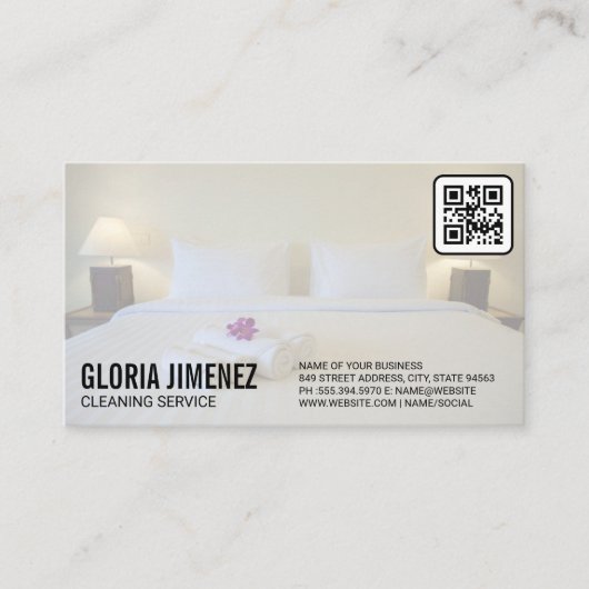 Schoonmaakdiensten | Hotel Slaapkamer | QR Code Visitekaartje (Voorkant)