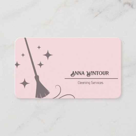 Schoonmaakdiensten Housekeeper QR Code Blush Roze Visitekaartje (Voorkant)