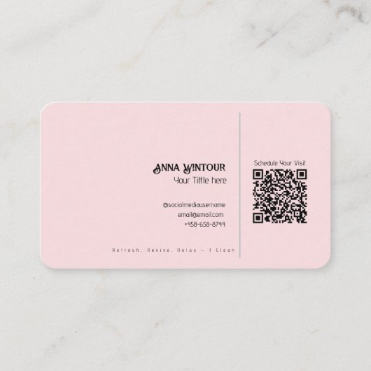 Schoonmaakdiensten Housekeeper QR Code Blush Roze Visitekaartje (Achterkant)