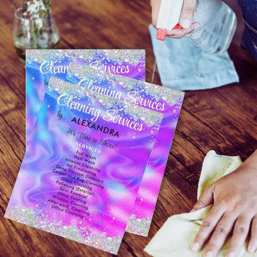 Schoonmaakdiensten Huis houden Holografisch Paarse Flyer