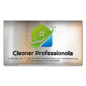 Schoonmaakdiensten Huis Logo | Metaal Achtergrond Magnetisch Visitekaartje (Voorkant)