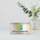 Schoonmaakdiensten Huis Logo | Metaal Achtergrond Visitekaartje (Staand voorkant)