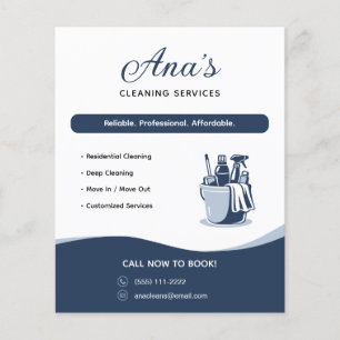 Schoonmaakdiensten Huishoudelijke Hulp Blauw Promo Flyer