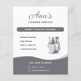 Schoonmaakdiensten Huishoudelijke hulp Grijs Promo Flyer