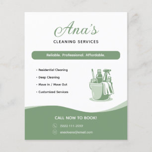 Schoonmaakdiensten Huishoudelijke Hulp Groen Promo Flyer