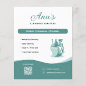 Schoonmaakdiensten Huishoudelijke Hulp Teal QR-cod Flyer (Voorkant)