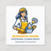 Schoonmaakdiensten Huishouding Vierkante Visitekaartje (Voorkant)