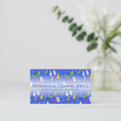 Schoonmaakdiensten Iconen Cute blue Visitekaartje (Staand voorkant)