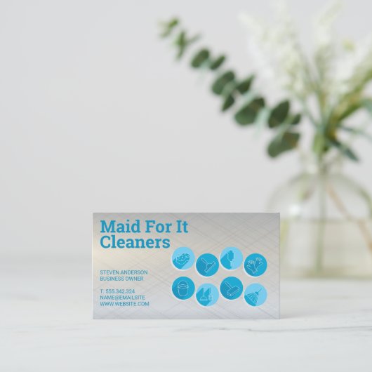 Schoonmaakdiensten Iconen Visitekaartje (Staand voorkant)