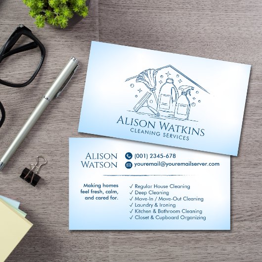 Schoonmaakdiensten - Line Art Visitekaartje