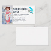 Schoonmaakdiensten Logo | dienstmeisje Cartoon Visitekaartje (Voorkant / Achterkant)